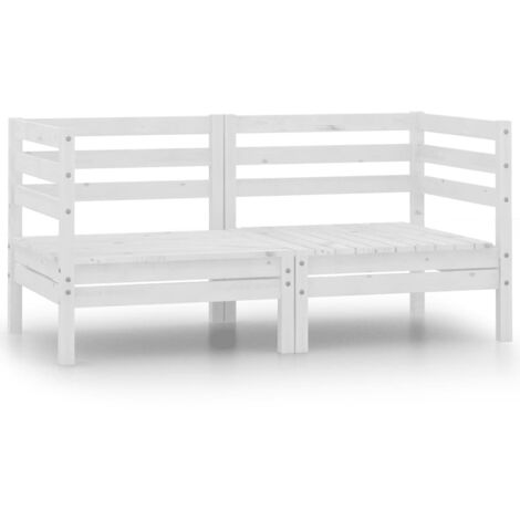 vidaXL Garden Corner Sofas 2 pcs White Solid Wood Pine