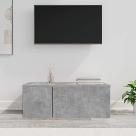 Vidaxl – Meuble TV en bois d'ingénierie gris béton 80x34x30 cm – 3 tiroirs de rangement – Design classique et facile à nettoyer (1/5)