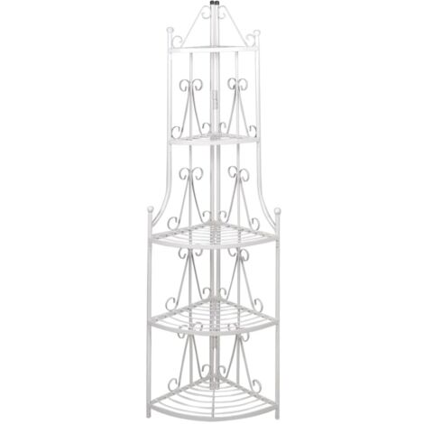 Vidaxl – Étagère d'angle blanche en acier – 5 niveaux – Hauteur 160 cm – Charge maximale 20 kg – Pour plantes et décoration intérieure