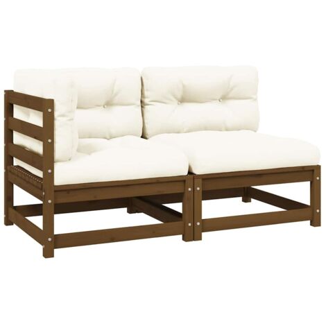 vidaXL 2 Piece Garden Lounge Set with Cushions Honey Brown Solid Wood Pine (1/5)