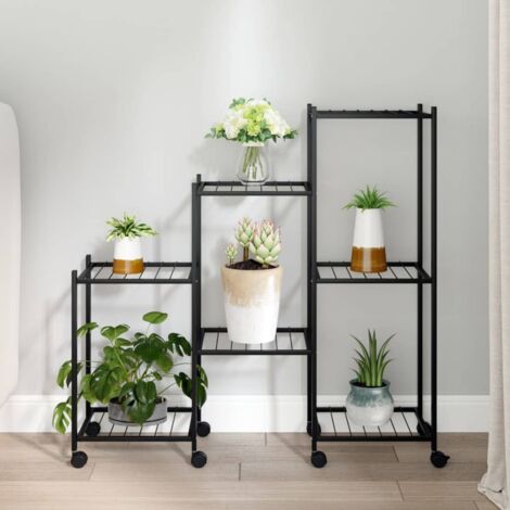 Jardinière avec roues 83x25x83,5 cm Noir Fer vidaXL (1/5)