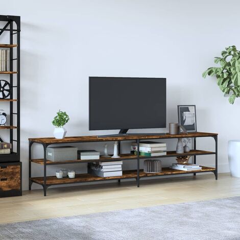 vidaXL TV Cabinet Smoked Oak 200x30x50 cm Engineered Wood and Metal (1/5)