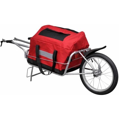 HOMCOM Remorque vélo jogger 2 en 1 pour enfant drapeau roue avant pivotante  réflecteurs et barre d'attelage inclus rouge noir pas cher 