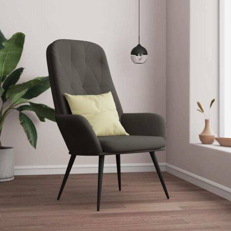 Chaise de relaxation Gris foncé Velours vidaXL (1/5)