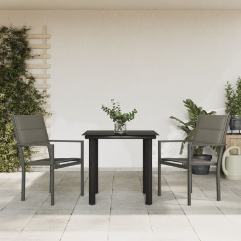 Ensemble à manger de jardin 3 pcs noir textilène et acier vidaXL (1/5)