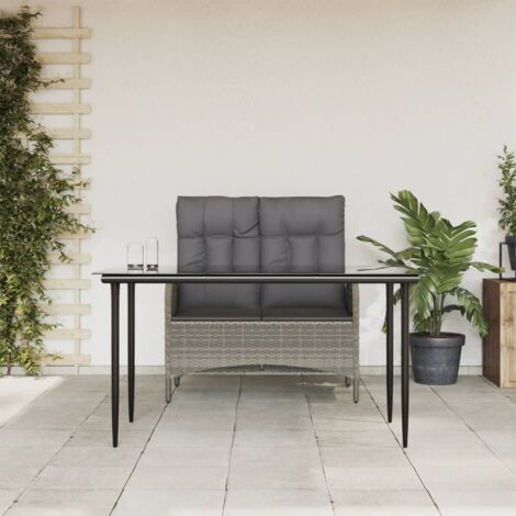 Ensemble à manger jardin et coussins 2 pcs gris rotin vidaXL (1/5)