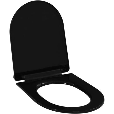 Vidaxl – Abattant WC noir à fermeture douce – Libération rapide – Polypropylène durable – Dimensions 46x36,5 cm – Fixation ajustable 110-170 mm