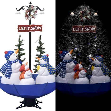 vidaXL Snowing Christmas Tree with Umbrella Base Blue 170 cm PVC (1/8)