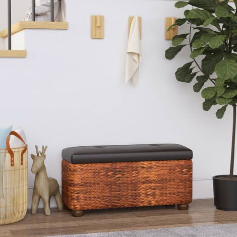 Vidaxl – Bancs de rangement lot de 2 – Dimensions 69 x 27 x 36 cm – Matériaux : contreplaqué et similicuir – Coussin marron épais 8 cm