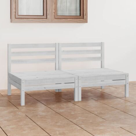 vidaXL Garden 2-Seater Sofa White Solid Pinewood (806588) (1/5)