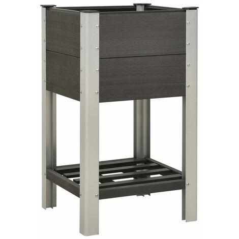 vidaXL Lit surélevé de jardin avec étagère 50x50x90 cm WPC Gris (1/5)
