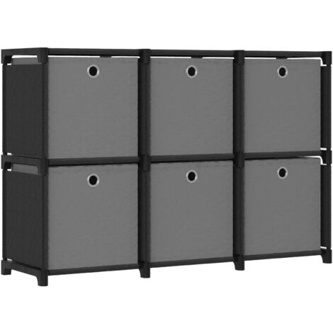 vidaXL 6-Cube Display Shelf with Boxes Black 103x30x72,5 cm Fabric