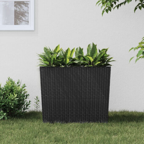 Vidaxl – Jardinière en rotin PP anthracite 12/44 L – Intérieur amovible – Drain d'eau refermable – Pour balcon et jardin (1/5)