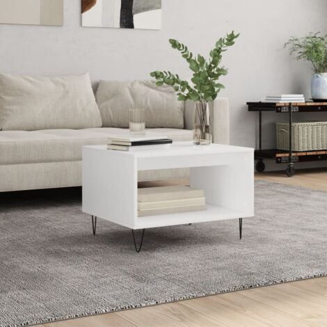 Table basse blanc 60x50x40 cm bois d'ingénierie vidaXL (1/5)