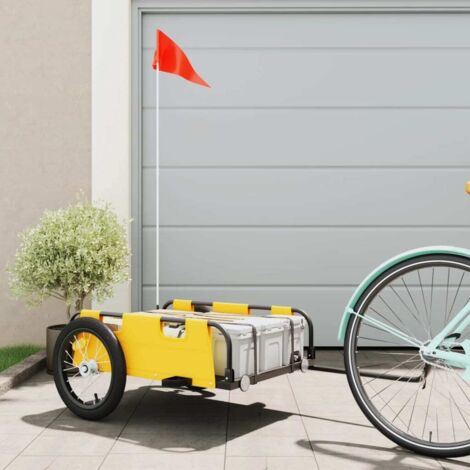 vidaXL Remorque de vélo jaune tissu oxford et fer (1/6)