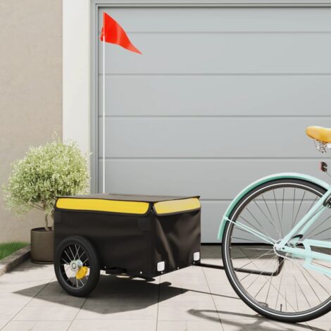 vidaXL Bike Trailer Black and Yellow 30 kg Iron (1/5)