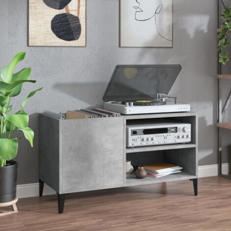 Armoire à disques gris béton 84,5x38x48 cm bois d'ingénierie vidaXL