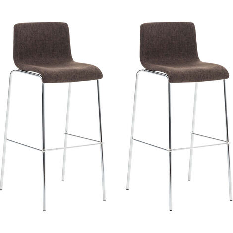 Lot de 2 Tabourets de bar Hover enTissu Pieds Métal Marron Chrome (1/5)
