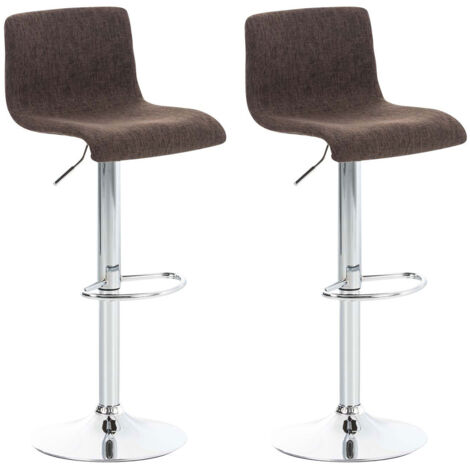 Lot 2 tabourets de bar Hover tissu hauteur réglable Piètement Métal chromé Marron Chrome (1/5)