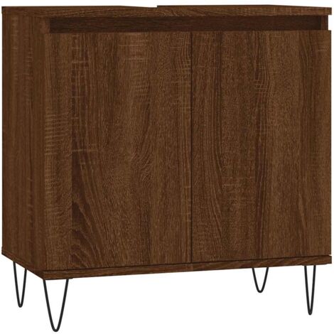 vidaXL Bathroom Cabinet Brown Oak 58x33x60 cm Engineered Wood (1/5)