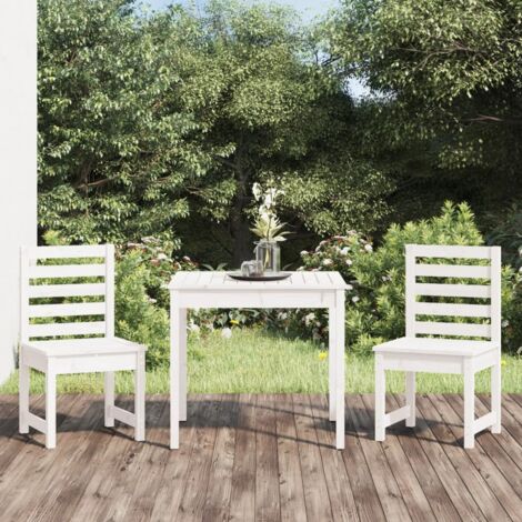 vidaXL 3 Piece Garden Bistro Set White Solid Wood Pine (1/5)