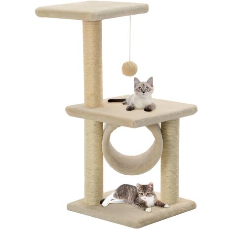 vidaXL Cat Tree with Sisal Scratching Posts 65 cm Beige