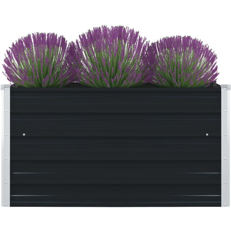 Vidaxl – Jardinière carrée 100 x 100 x 45 cm – Acier galvanisé anthracite – Bordures repliées pour sécurité – Assemblage facile