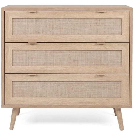 Finori Commode Bali 03A Chêne sonoma et impression de canne