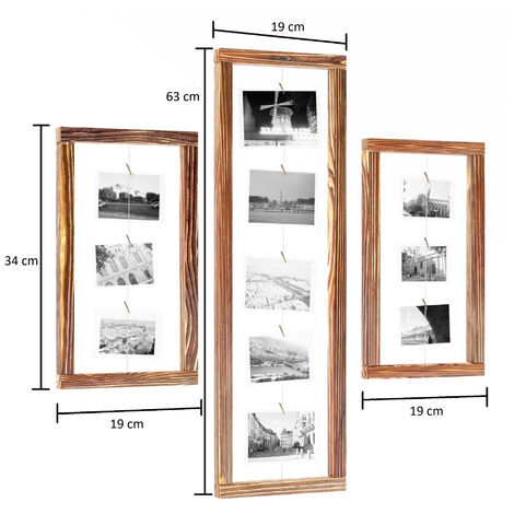 Lot de 6 cadres photo de 20,3 x 25,4 cm en grain de bois rustique pour galerie murale ou affichage sur table
