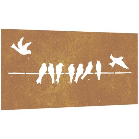 Vidaxl – Décoration murale en acier corten 105x55 cm – Design oiseaux – Anti-corrosif – Installation facile – Couleur rouillée