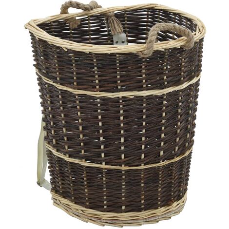 Vidaxl – Sac à dos pour bois de chauffage 44,5x37x50 cm – Sangles de transport – Matériau saule naturel – Charme rustique