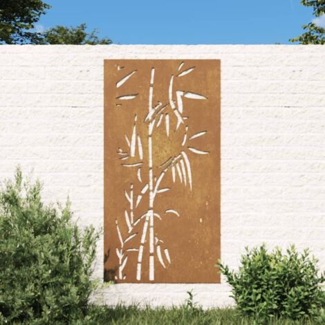 Vidaxl – Décoration murale jardin en acier corten 105x55 cm – Design bambou anti-corrosif – Installation facile – Ambiance naturelle