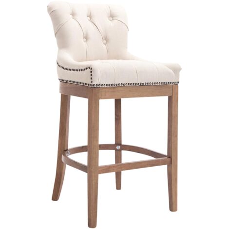 Tabouret de bar Lakewood tissu Piètement antique clair Crème