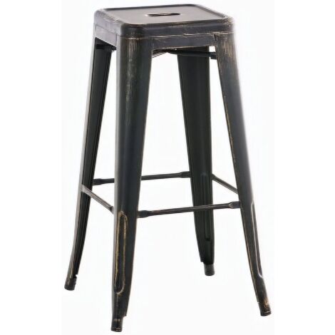 CLP – Tabouret de bar empilable en métal noir – Hauteur d'assise 77 cm – Capacité de charge 135 kg – Facile à entretenir et à ranger