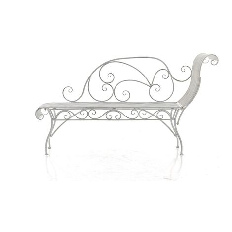 CLP – Banquette de jardin en fer forgé blanc antique – Largeur 156 cm – Hauteur 78 cm – Pour espaces extérieurs élégants