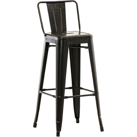 CLP – Tabouret de bar en métal noir – Hauteur 96 cm – Assise 77 cm – Surface laquée facile à entretenir – Repose-pieds pour confort prolongé