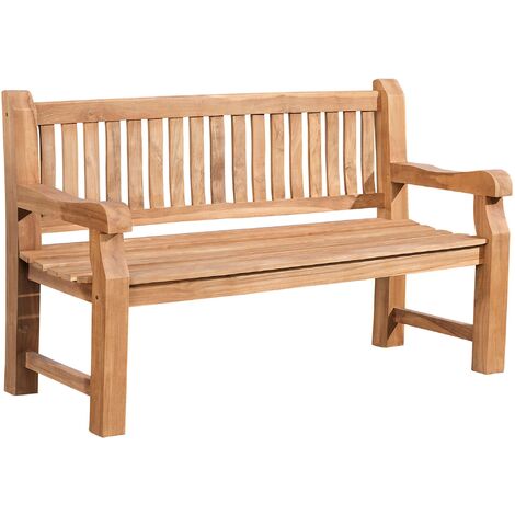 CLP – Banc de jardin en teck 150 cm – Design classique avec accoudoirs – Résistant aux intempéries – Confort optimal sans rembourrage (1/7)