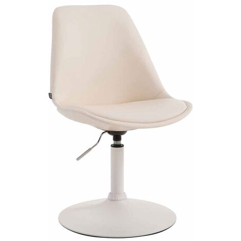 CLP – Chaise de salle à manger en similicuir crème – Hauteur réglable 76-81 cm – Pivote à 360° – Piétement métal robuste noir ou blanc (1/3)