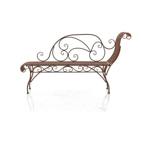 CLP – Banquette de jardin en fer forgé marron antique – Largeur 156 cm – Hauteur 78 cm – Pour espaces extérieurs – Facile à entretenir