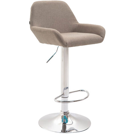 Tabouret de bar Braga tissu avec pied en métal Taupe Chrome