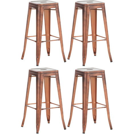 Lot de 4 tabourets de bar  en métal empilables Joshua Cuivre