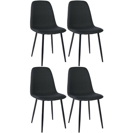 Set 4 chaises de salle à manger napier noir, tissu