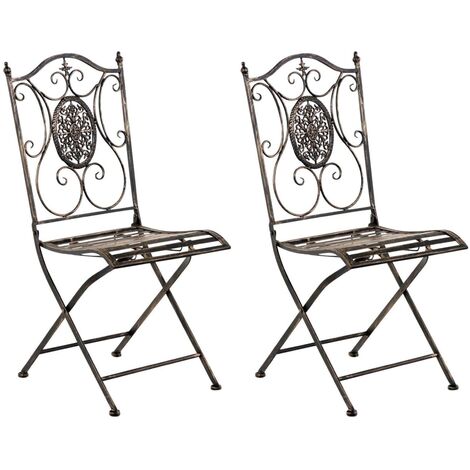 Lot de 2 chaises de jardin pliables Sibell en fer Bronze (1/5)