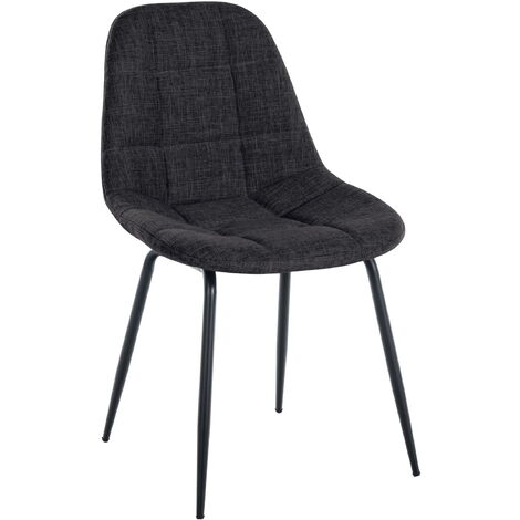 Chaise de salle à manger Tom avec Pieds en métal noir Gris foncé Tissu (1/5)