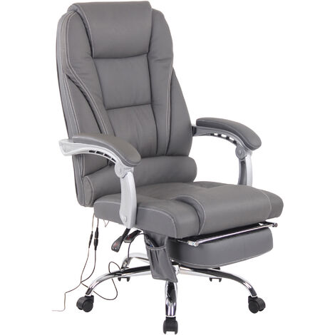 Chaise de bureau du Pacifique en cuir réel avec une fonction massive grise (1/5)