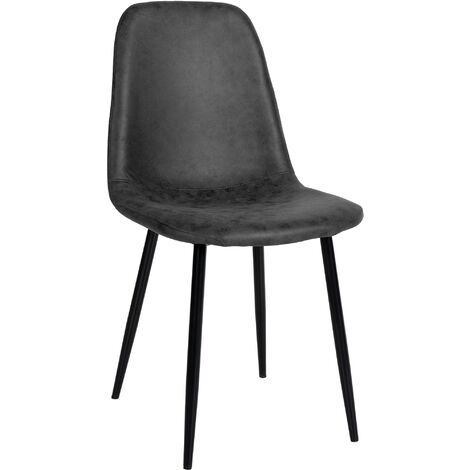 Chaise de cuisine napier rembourrée noire, écot vintage (1/5)