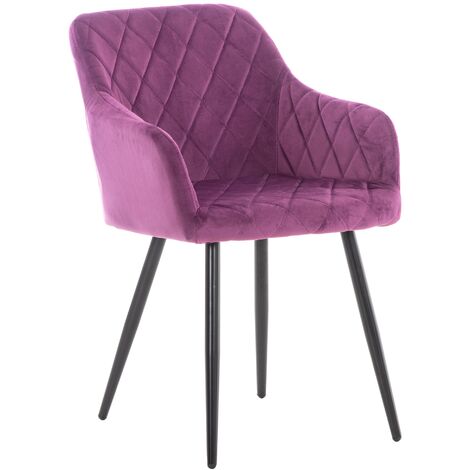 CLP – Chaise de restauration rétro en velours violet – Assise rembourrée 50cm – Support métal noir – Pour salle à manger et coin détente (1/5)