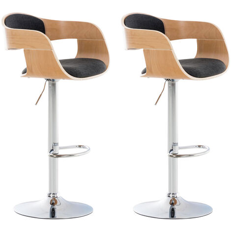 Set 2 tabourets de cuisine Kingston dans la nature sombre / tissu gris