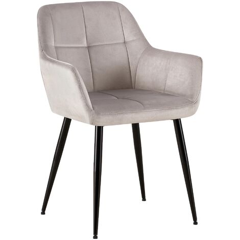 Chaise de salle à manger Emia en Velours avec Piètement en Métal noir Velours Gris clair (1/5)