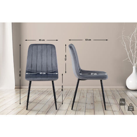 Ensemble de 4 chaises Dijon gris foncé, velours (1/5)